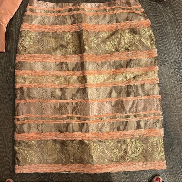 Rickie Freeman for Teri Jon Peach and Gold 2 Piece Dress - Picture 3 of 7